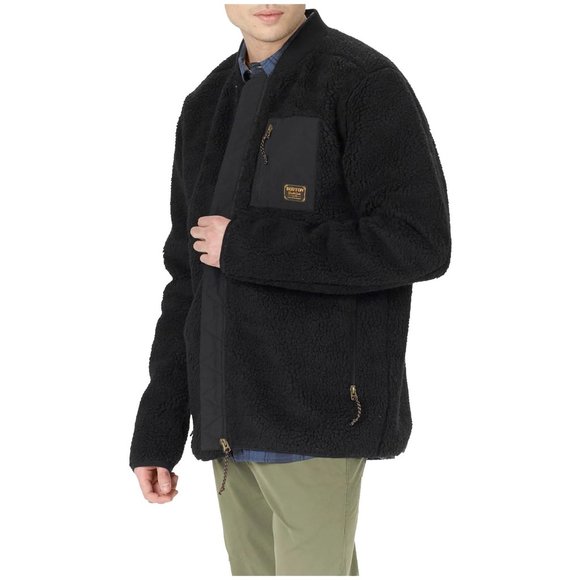 NEW Burton Grove Sherpa Fleece Jacket! Black Full Zip Chest Pocket Knubby - Picture 3 of 3